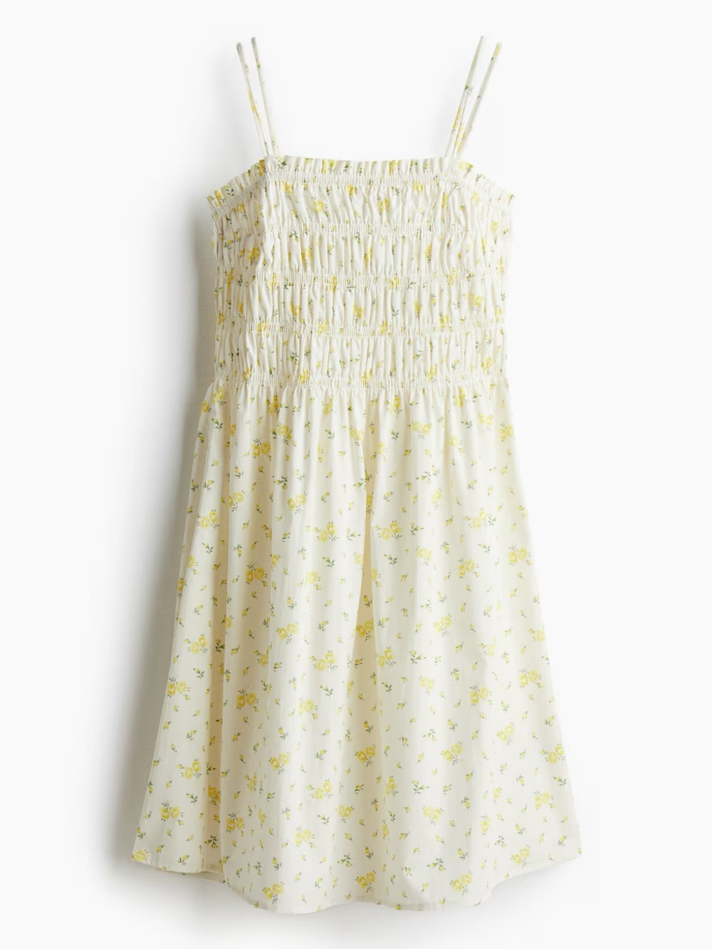 H&M Smocked Bow-Detail Cotten Mini Dress